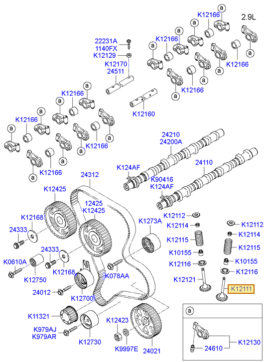Esquema Microcat Hyundai: OEM 0K551-12111, pieza K12111 seleccionada