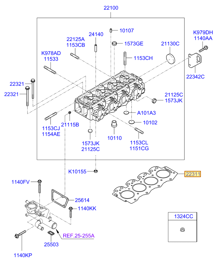 Esquema Microcat Kia: OEM 0K65A-10271B, pieza 22311 seleccionada