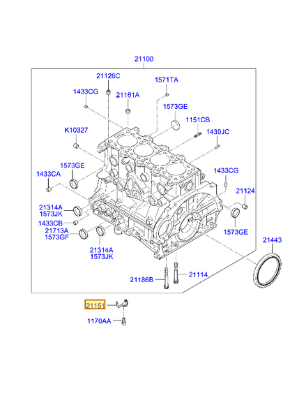 Esquema Microcat Hyundai: OEM 21151-2A000, pieza 21151 seleccionada