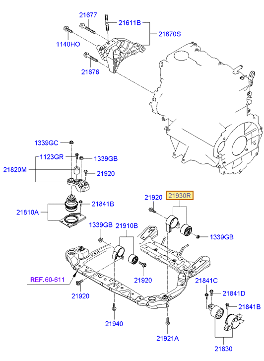 Esquema Microcat Hyundai: OEM 21930-1E200, pieza 21930R seleccionada