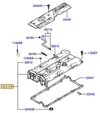 Esquema Microcat Hyundai: OEM 22410-26610, pieza 22410A seleccionada