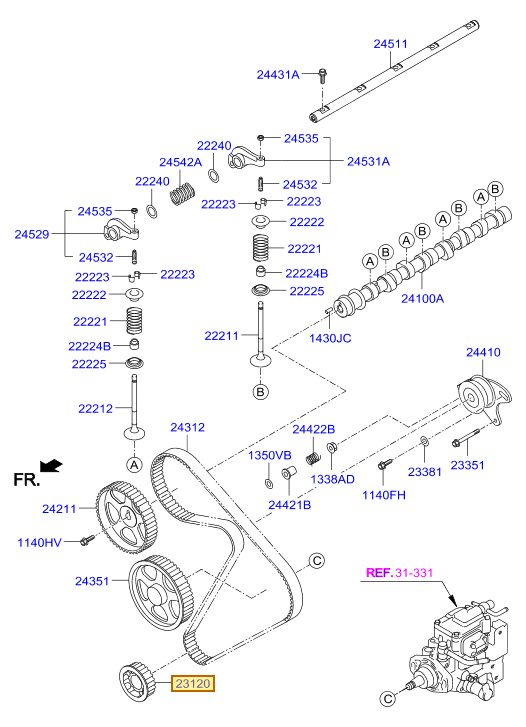 Esquema Microcat Hyundai: OEM 24423-42200, pieza 23120 seleccionada