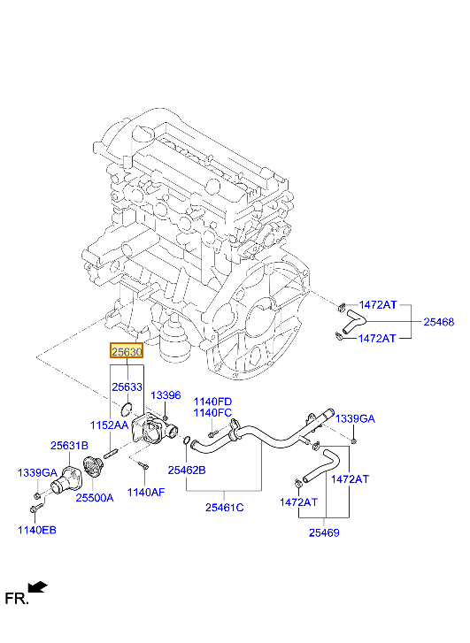 Esquema Microcat Hyundai: OEM 25630-03010, pieza 25630 seleccionada