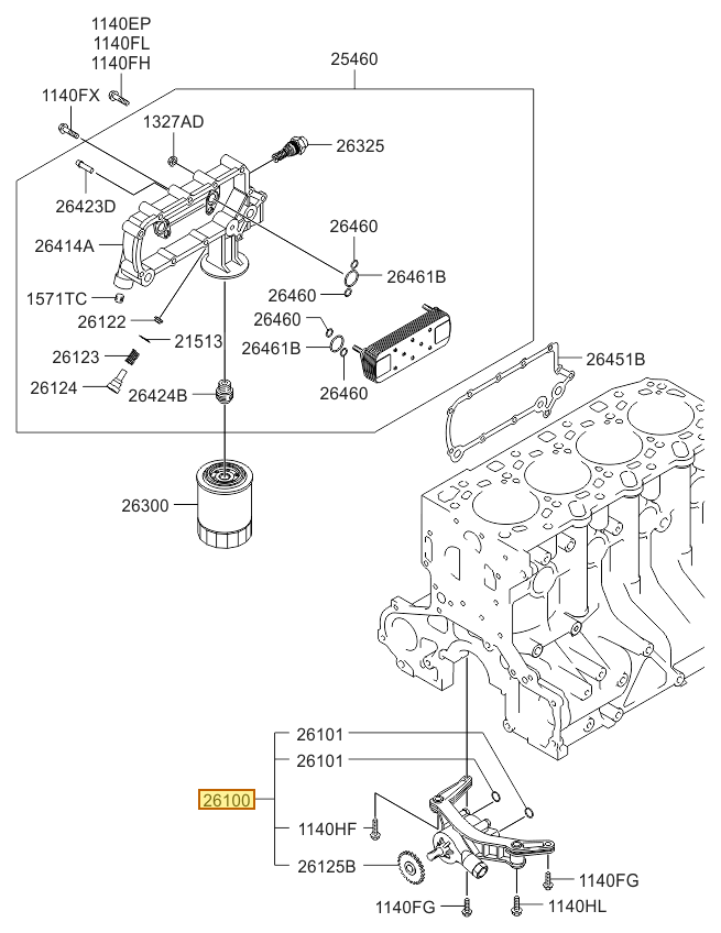 Esquema Microcat Kia: OEM 26100-4A011, pieza 26100 seleccionada