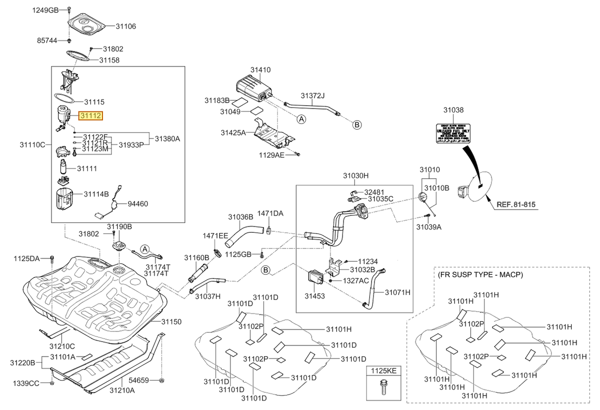 Esquema Microcat Kia: OEM 31112-3R000, pieza 31112 seleccionada