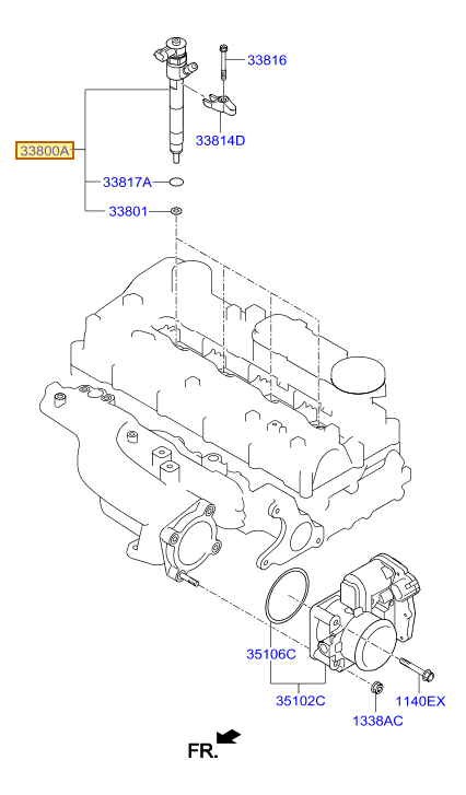 Esquema Microcat Hyundai: OEM 33800-2F610, pieza 33800A seleccionada