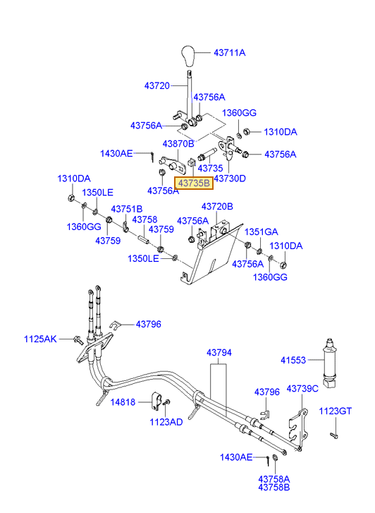 Esquema Microcat Hyundai: OEM 43750-44200, pieza 43735B seleccionada