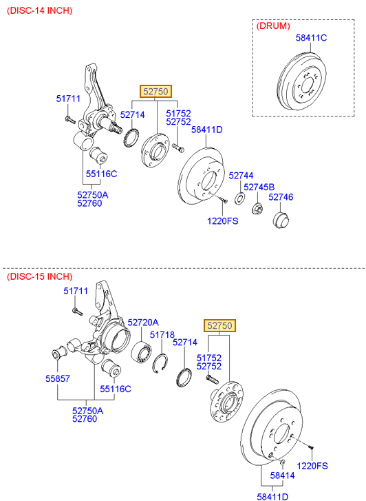 Esquema Microcat Hyundai: OEM 52710-2E000, pieza 52750 seleccionada