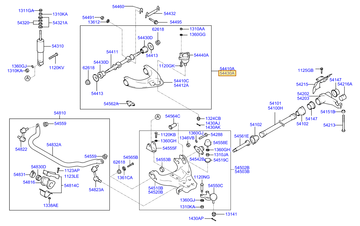 Esquema Microcat Hyundai: OEM 54401-H1450, pieza 54430A seleccionada