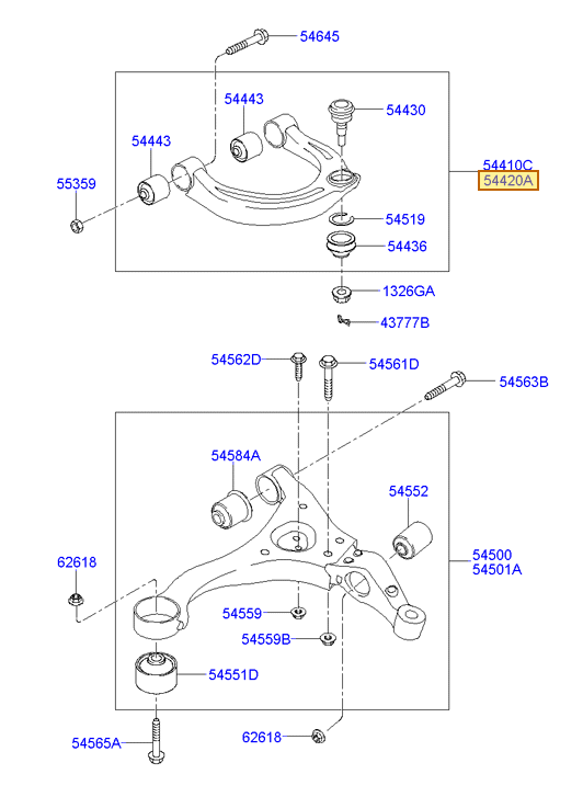 Esquema Microcat Hyundai: OEM 54420-3K000, pieza 54420A seleccionada