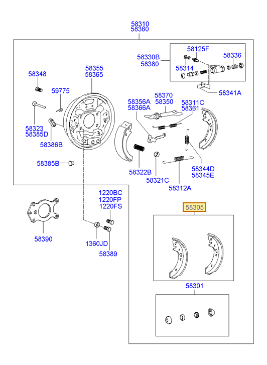 Esquema Microcat Hyundai: OEM 58305-25A00, pieza 58305 seleccionada