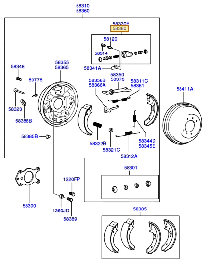 Esquema Microcat Hyundai: OEM 58380-25000, pieza 58380 seleccionada