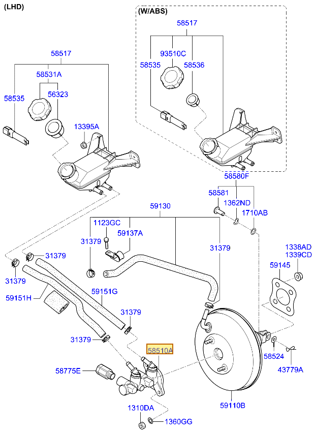Esquema Microcat Kia: OEM 58510-07000, pieza 58510A seleccionada