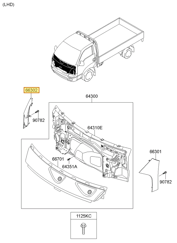 Esquema Microcat Kia: OEM 66302-4E000, pieza 66302 seleccionada