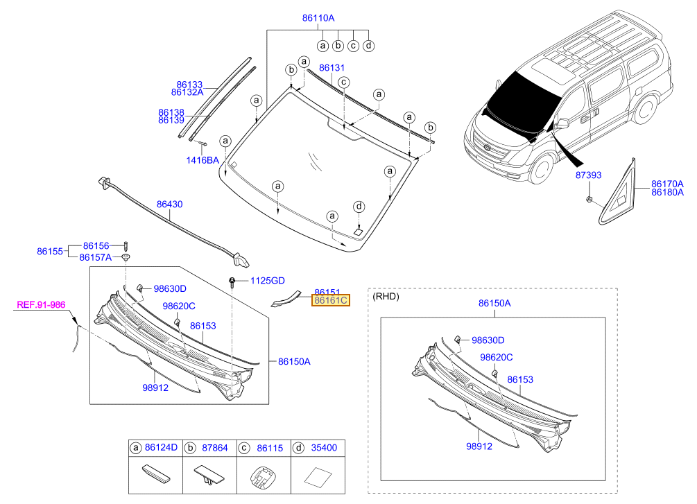 Esquema Microcat Hyundai: OEM 86154-4H000, pieza 86161C seleccionada