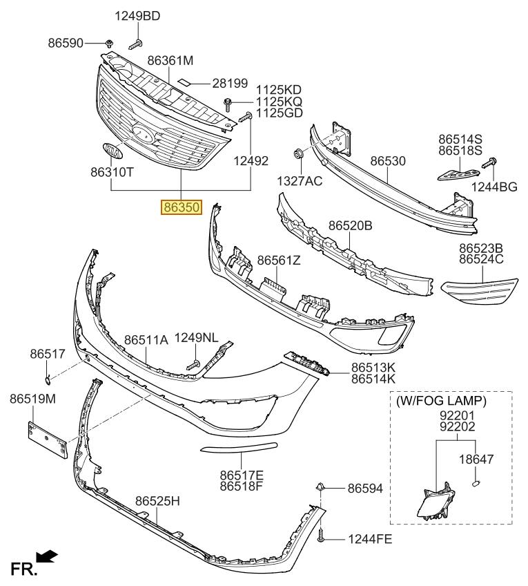 Esquema Microcat Kia: OEM 86350-3W000, pieza 86350 seleccionada