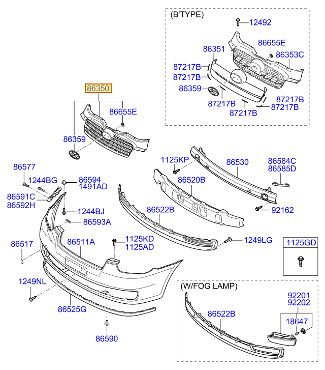 Esquema Microcat Hyundai: OEM 86360-1E010, pieza 86350 seleccionada