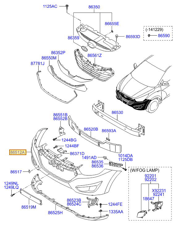 Esquema Microcat Hyundai: OEM 86511-2S000, pieza 86512A seleccionada