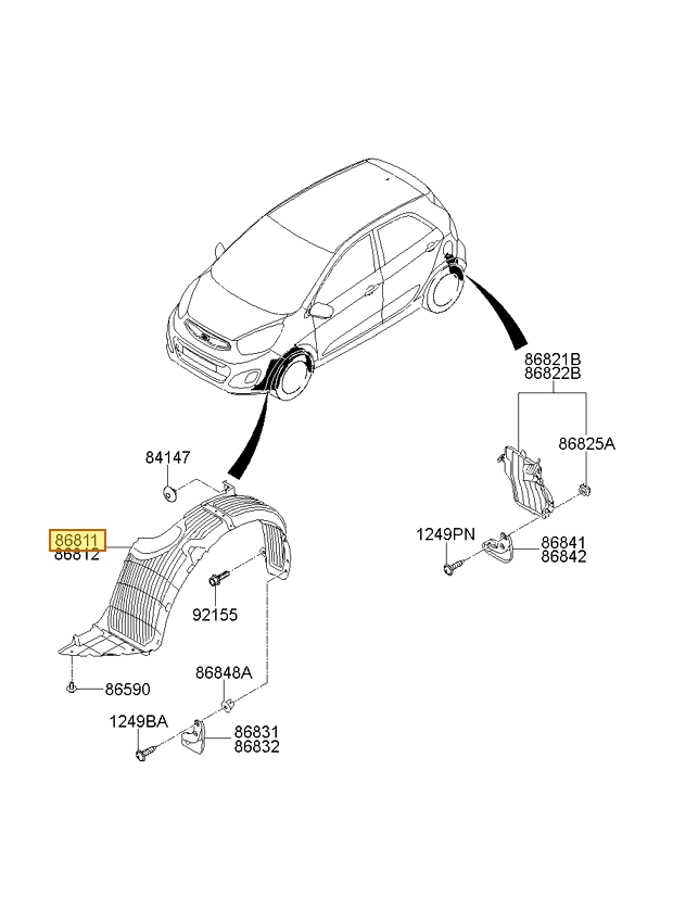 Esquema Microcat Kia: OEM 86811-1Y000, pieza 86811 seleccionada