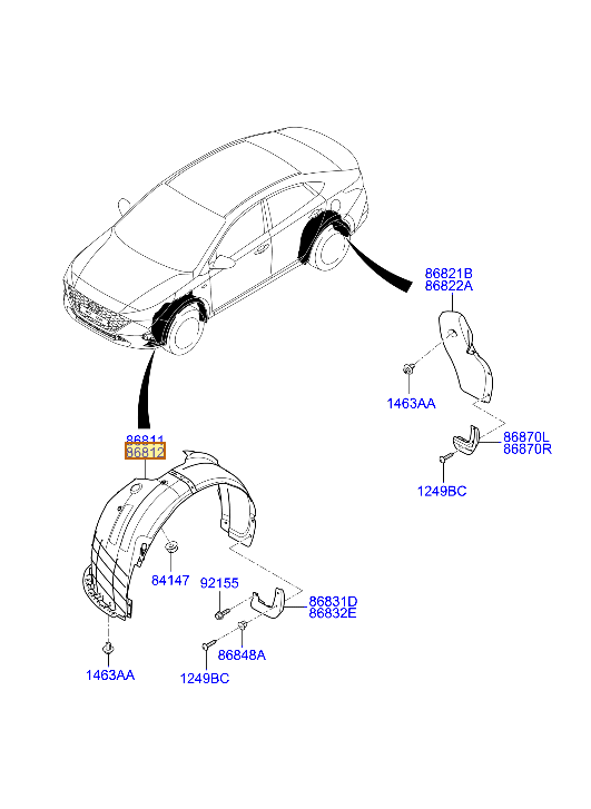Esquema Microcat Hyundai: OEM 86812-H6500, pieza 86812 seleccionada
