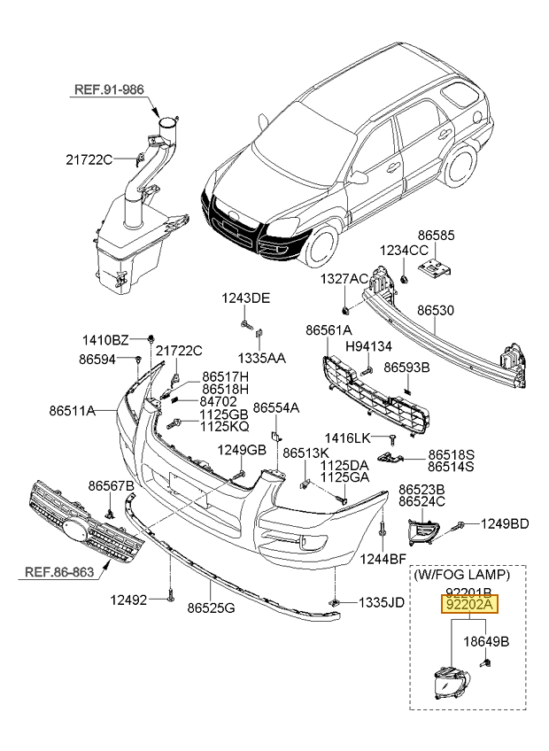 Esquema Microcat Kia: OEM 92202-1F500, pieza 92202A seleccionada