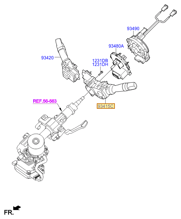 Esquema Microcat Hyundai: OEM 93410-2W110, pieza 93415C seleccionada