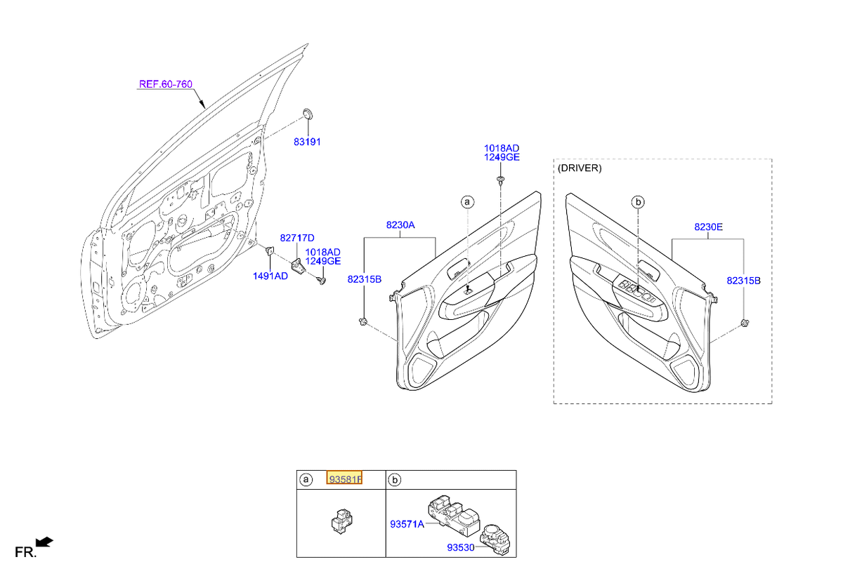 Esquema Microcat Kia: OEM 93581-G6000, pieza 93581F seleccionada