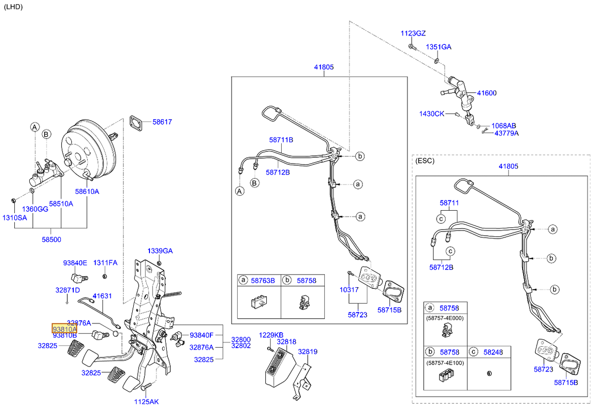 Esquema Microcat Kia: OEM 93810-2J000, pieza 93810A seleccionada