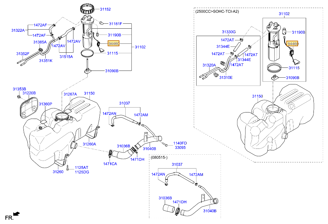 Esquema Microcat Hyundai: OEM 94460-4F000, pieza 94460 seleccionada
