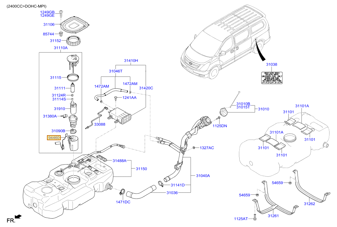 Esquema Microcat Hyundai: OEM 94460-4H000, pieza 94460 seleccionada