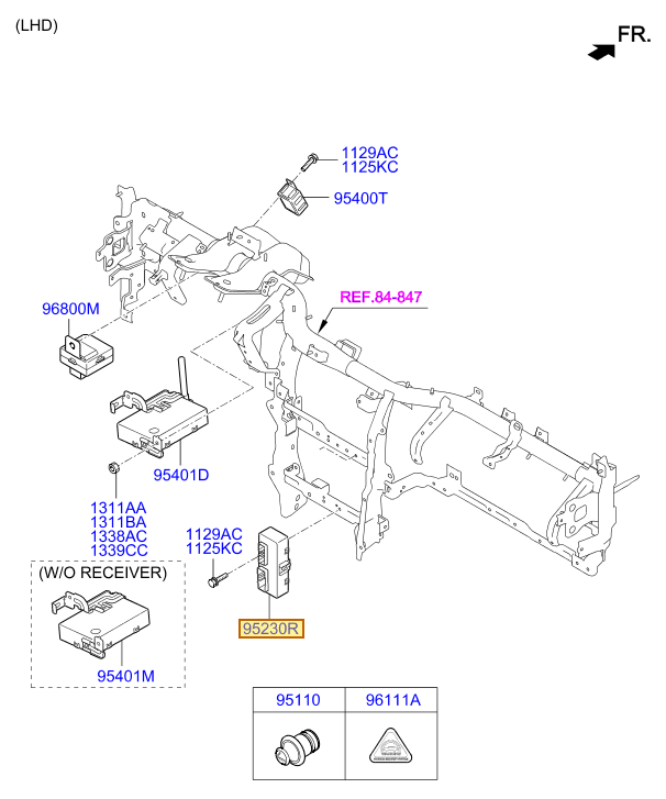 Esquema Microcat Hyundai: OEM 95230-4H100, pieza 95230R seleccionada