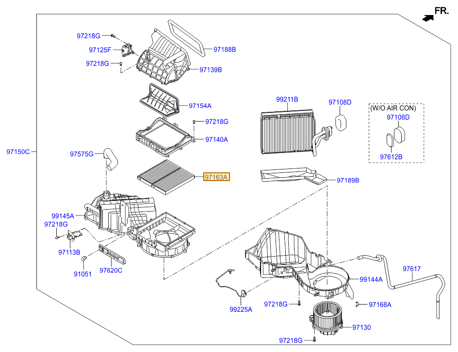 Esquema Microcat Hyundai: OEM 97163-59000, pieza 97163A seleccionada