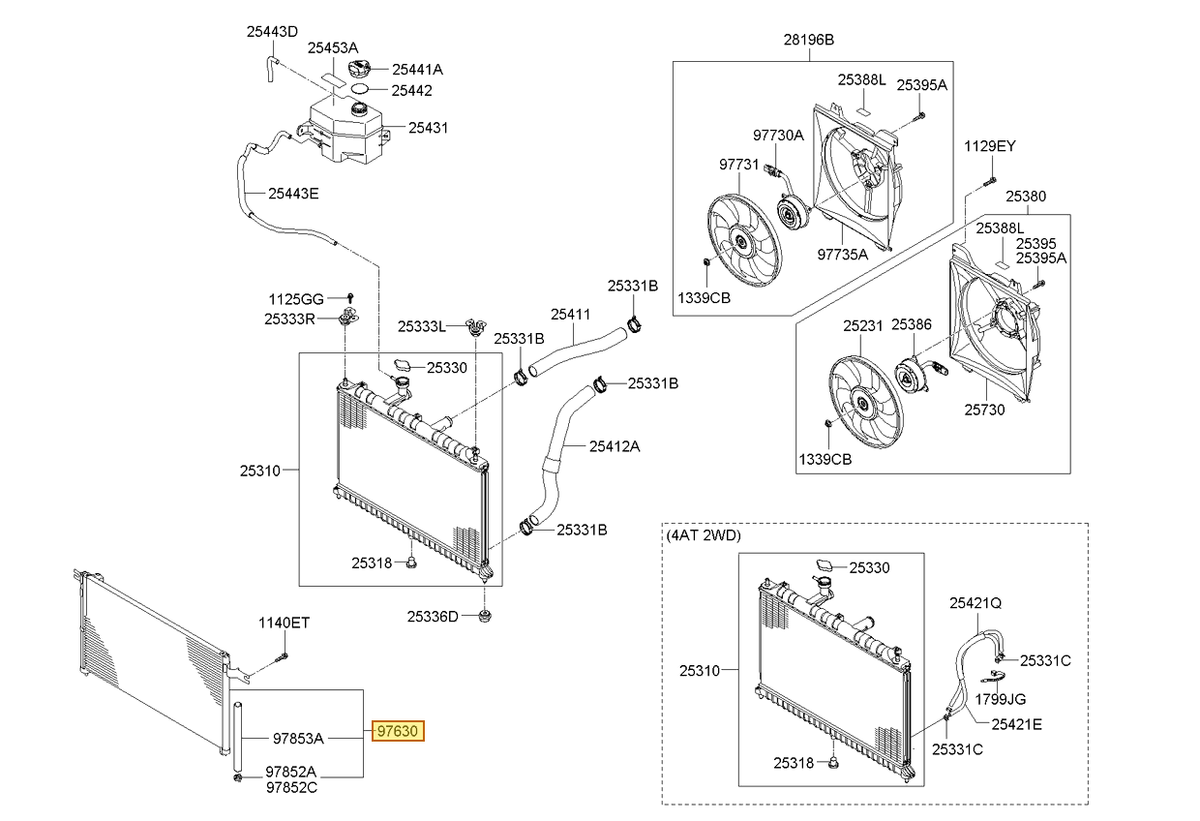Esquema Microcat Kia: OEM 97606-1G000, pieza 97630 seleccionada