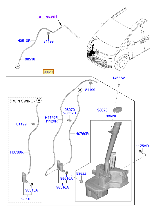 Esquema Microcat Hyundai: OEM 98610-CG000, pieza 98610 seleccionada