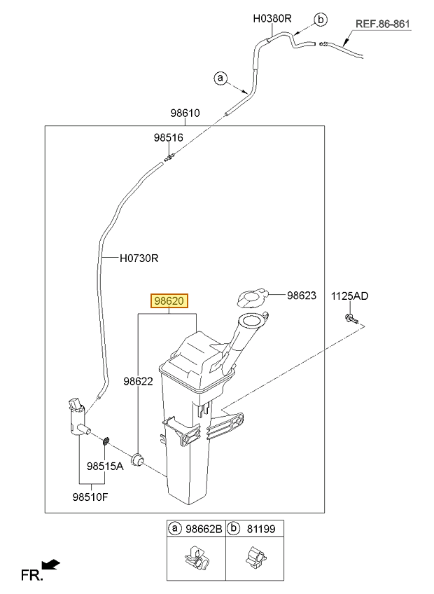 Esquema Microcat Kia: OEM 98620-1Y100, pieza 98620 seleccionada