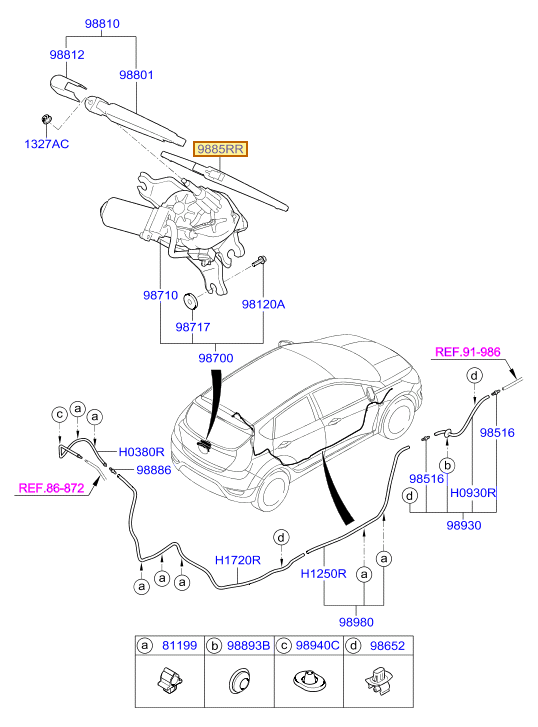 Esquema Microcat Hyundai: OEM 98850-1R000, pieza 9885RR seleccionada