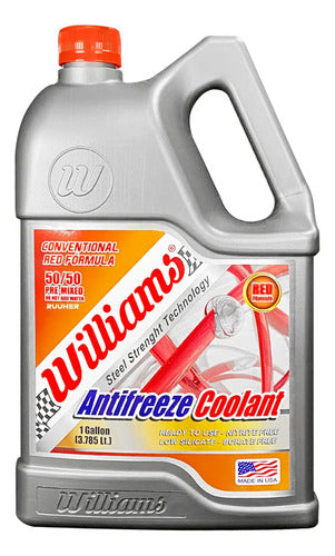 Refrigerante Anticongelante Rojo 50/50 Williams 3.78 Litros Rojo