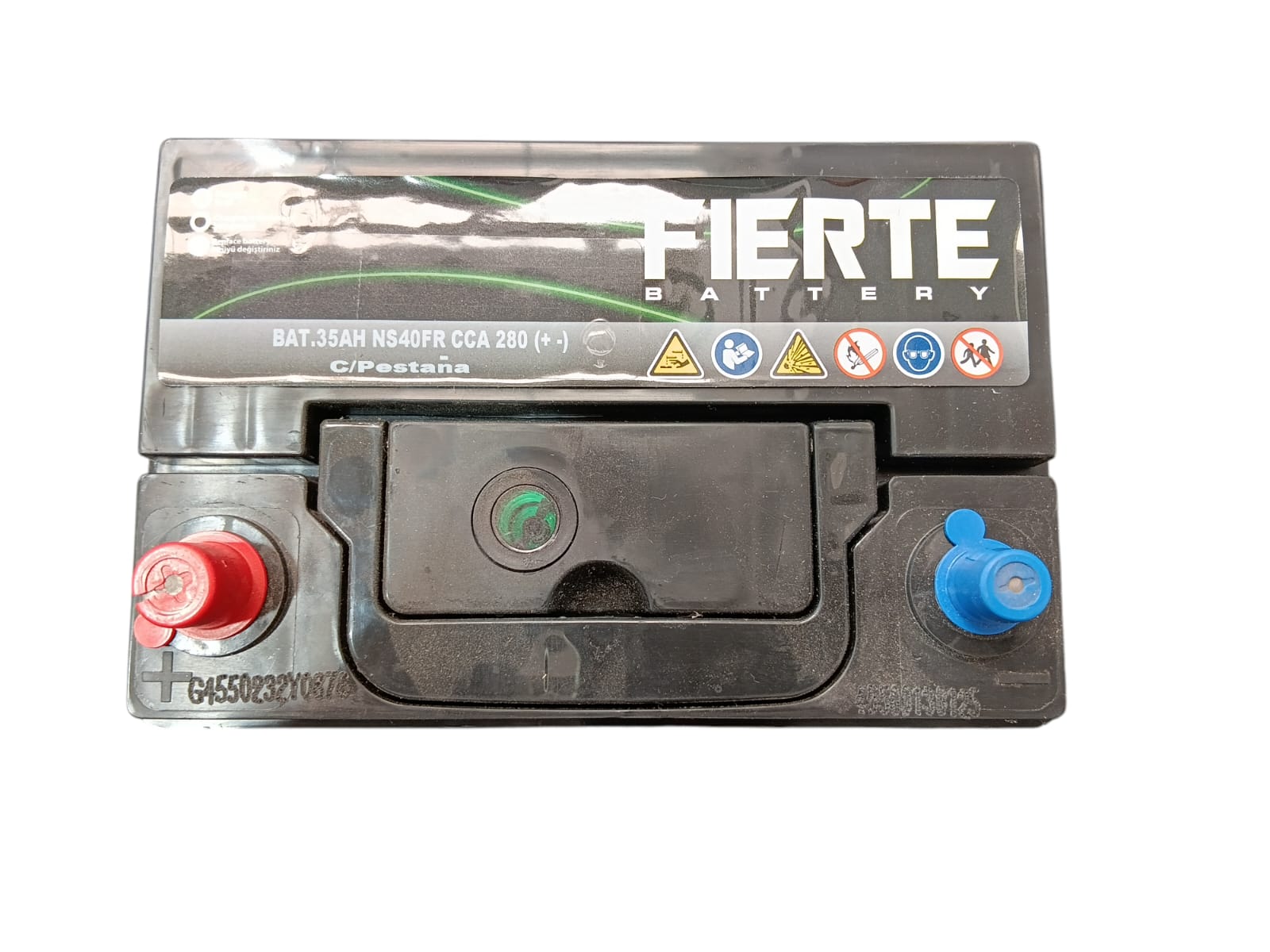 BATERIA FIERTE 35 AMP. POSITIVO IZQUIERDO BORNE FINO CON PESTAÑA Maracars.cl