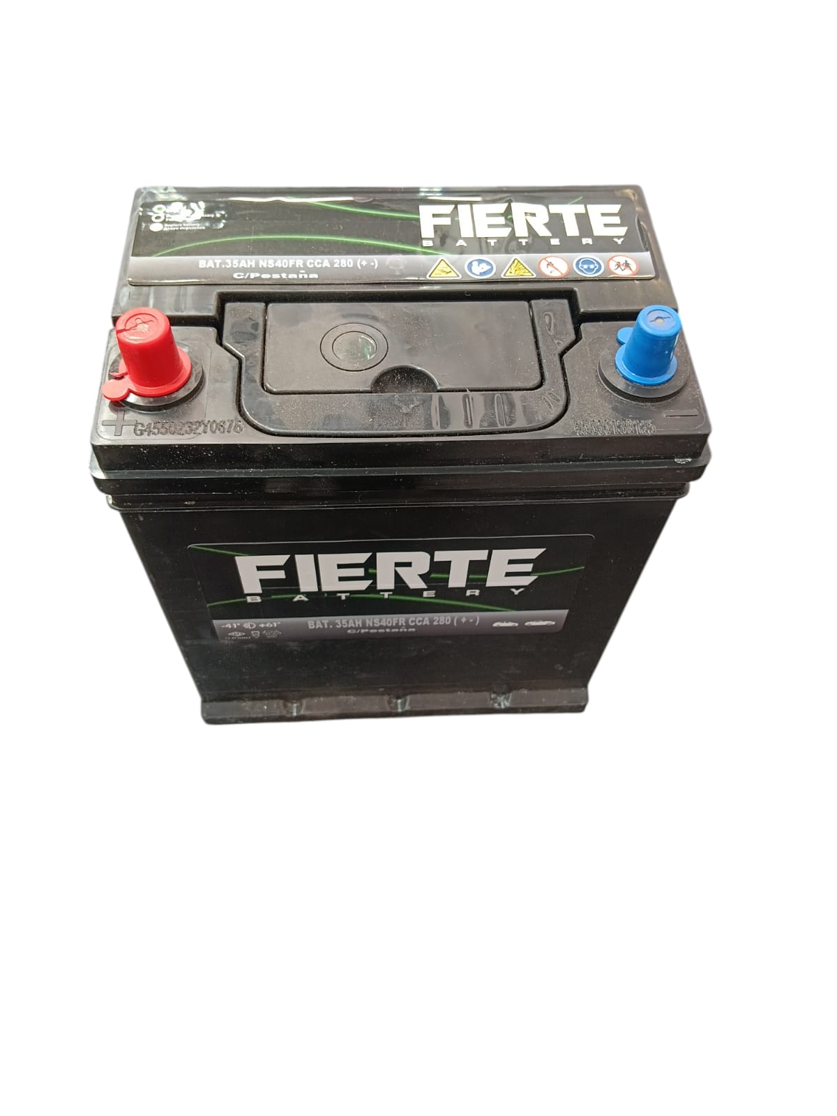 BATERIA FIERTE 35 AMP. POSITIVO IZQUIERDO BORNE FINO CON PESTAÑA Maracars.cl