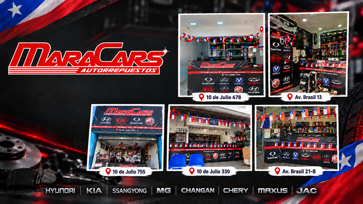 Banner Maracars con sucursales y marcas automotrices