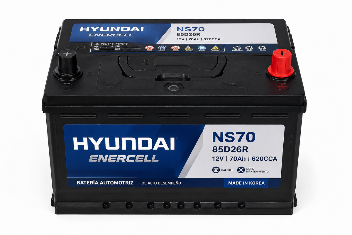 Batería Hyundai Enercell NS70 85D26R 70 Ah 620 CCA positivo derecho
