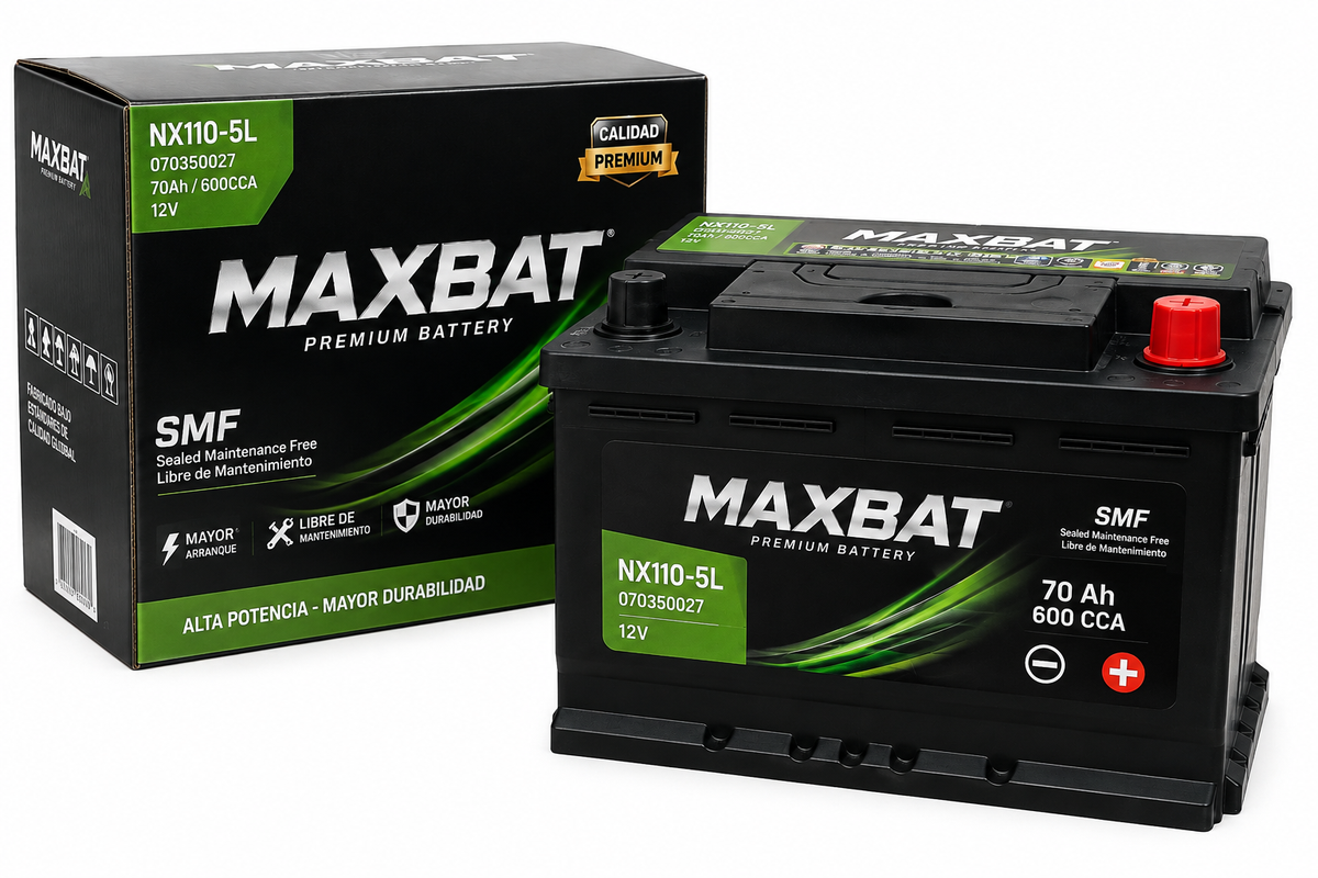 Batería Maxbat NX110-5L 70 Ah 600 CCA positivo derecho